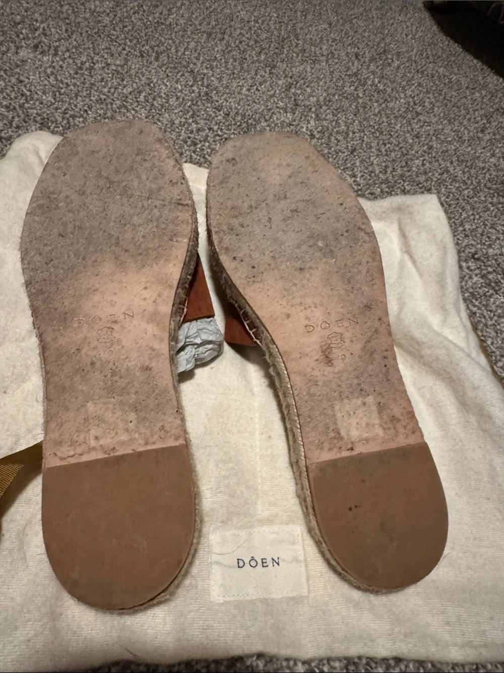 Doen Rust Suede Espadrille Slip-On Mules